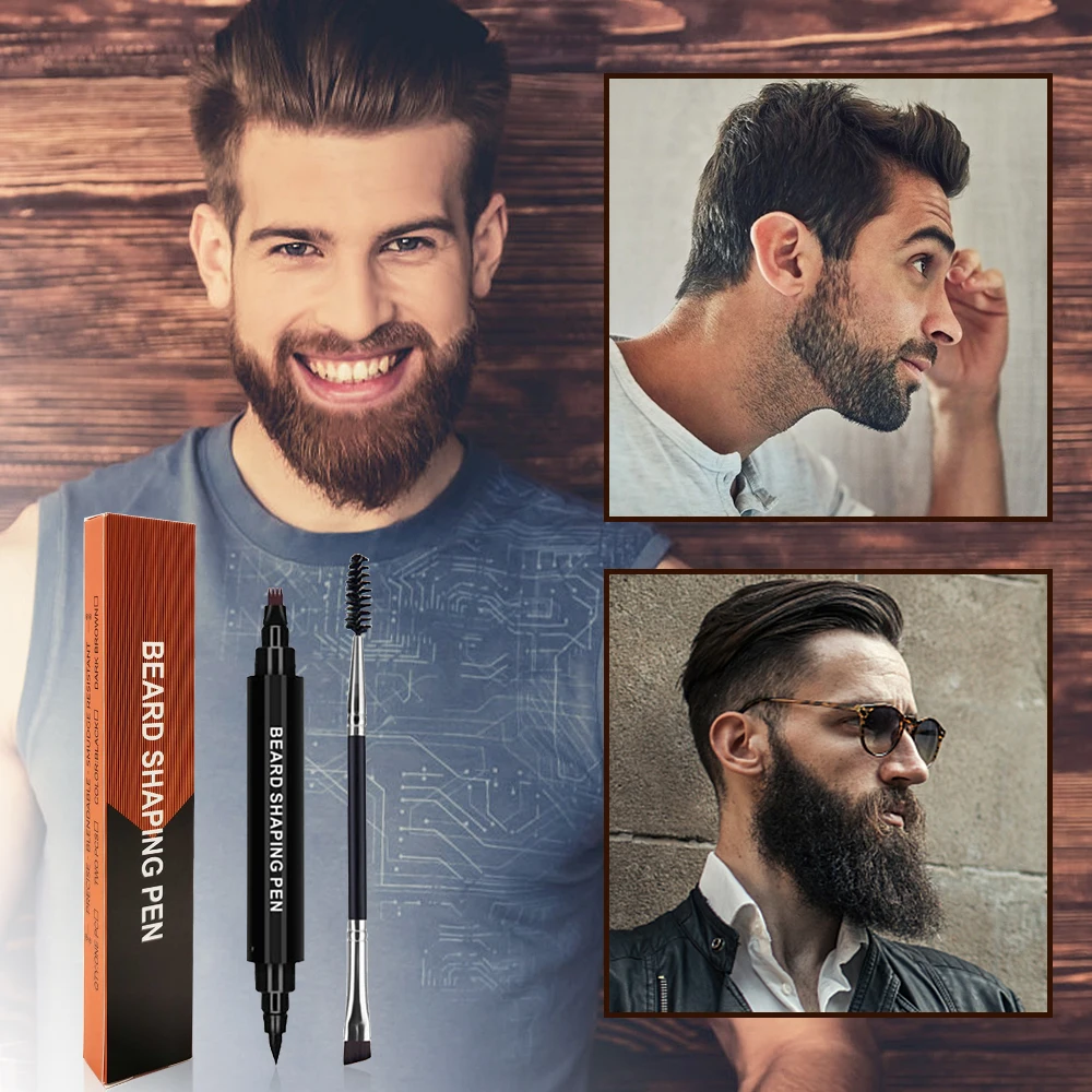 

2Pcs/Set Beard Filling Pen Kit Barber Pencil With Brush Waterproof Mustache Coloring Pencil Beard Styling Brush Engraving Stylin