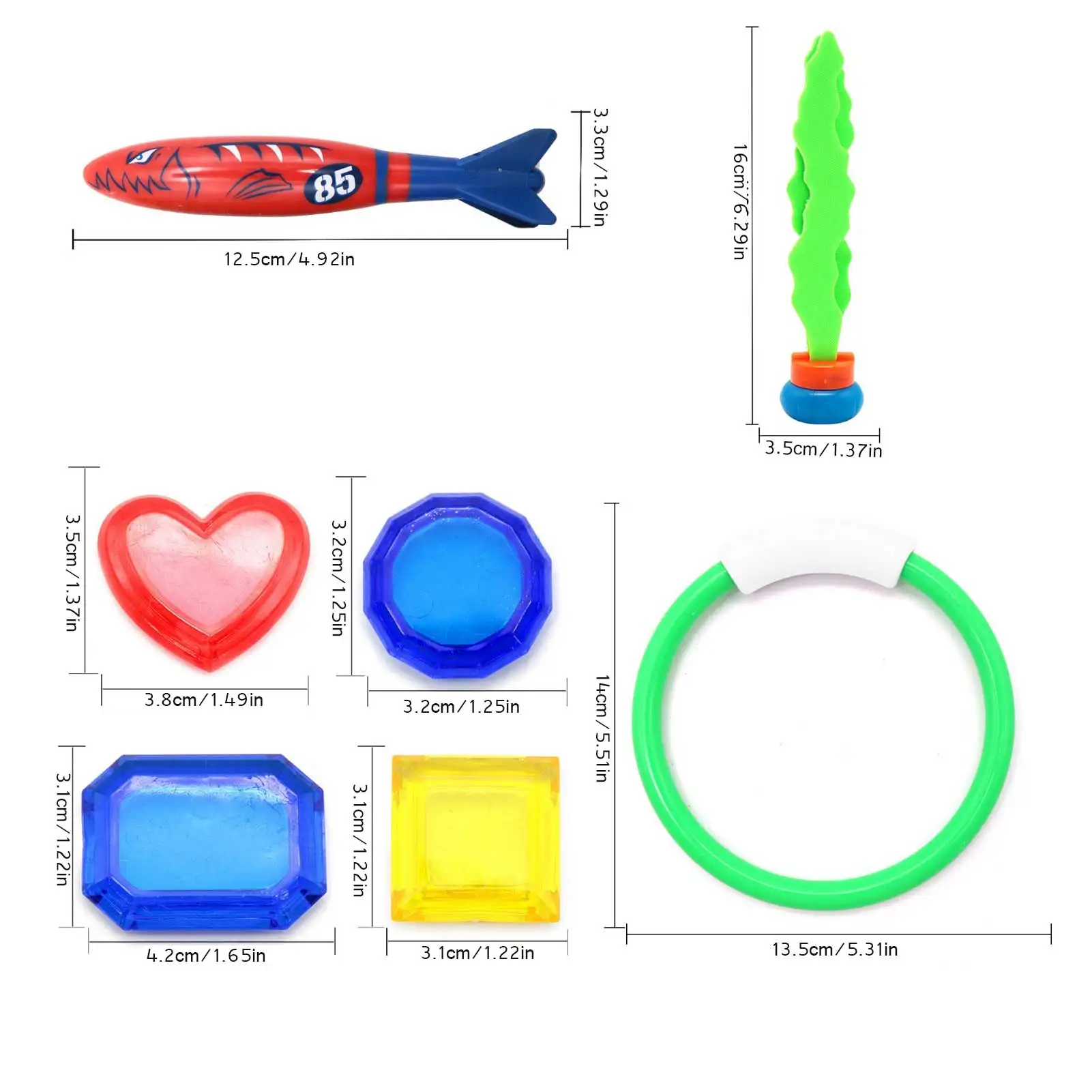 

17 Pieces Kids Pool Toys Beach Toys Underwater Diving Pool Toys Swimming Pool Throwing Toy Kids Summer Gift Pool Accessories