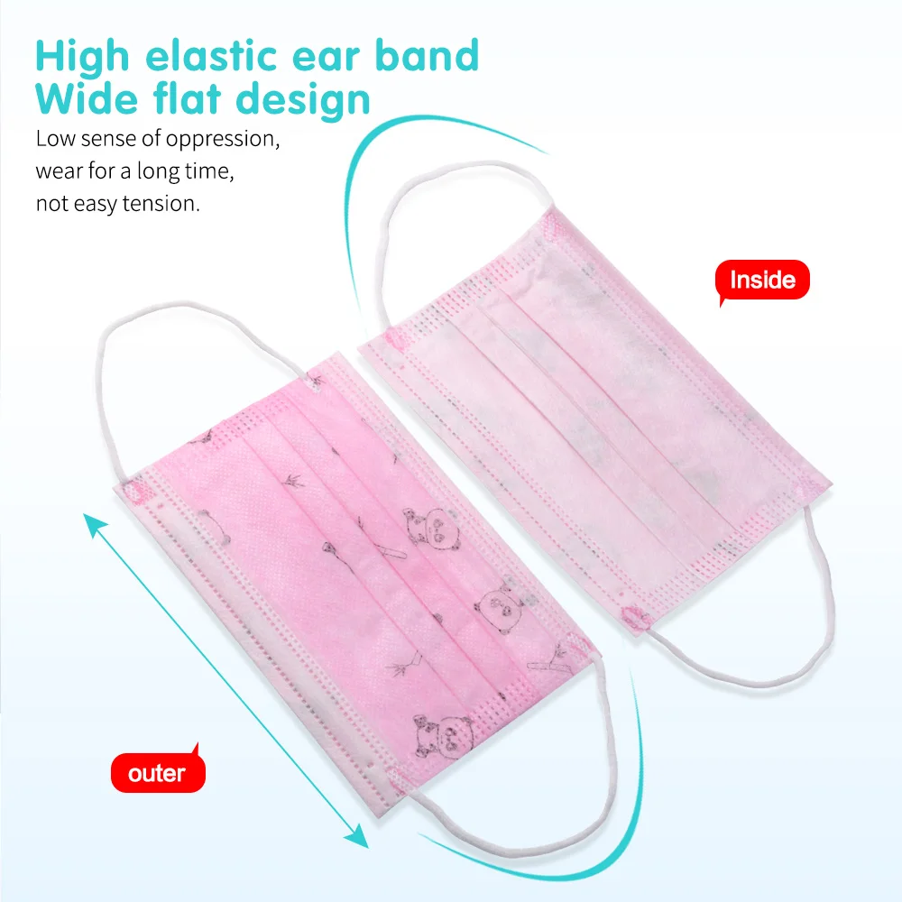 

100Pcs Child Kids Mask Face Meltblown Dustproof Boy Girl Panda Mask 3 Layer Anti-Dust Pollution Mouth Masks Fabric Disposable