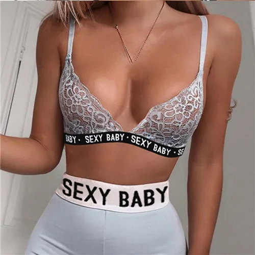 1PC Bra Blue EIE Модный комплект нижнего белья с буквенным принтом, женский сексуальный корсет, кружевной бюстгальтер, трусики размера плюс, комплект нижнего белья, бюстгальтеры, трусы, женское нижнее белье - Цвет: 1PC Bra Blue