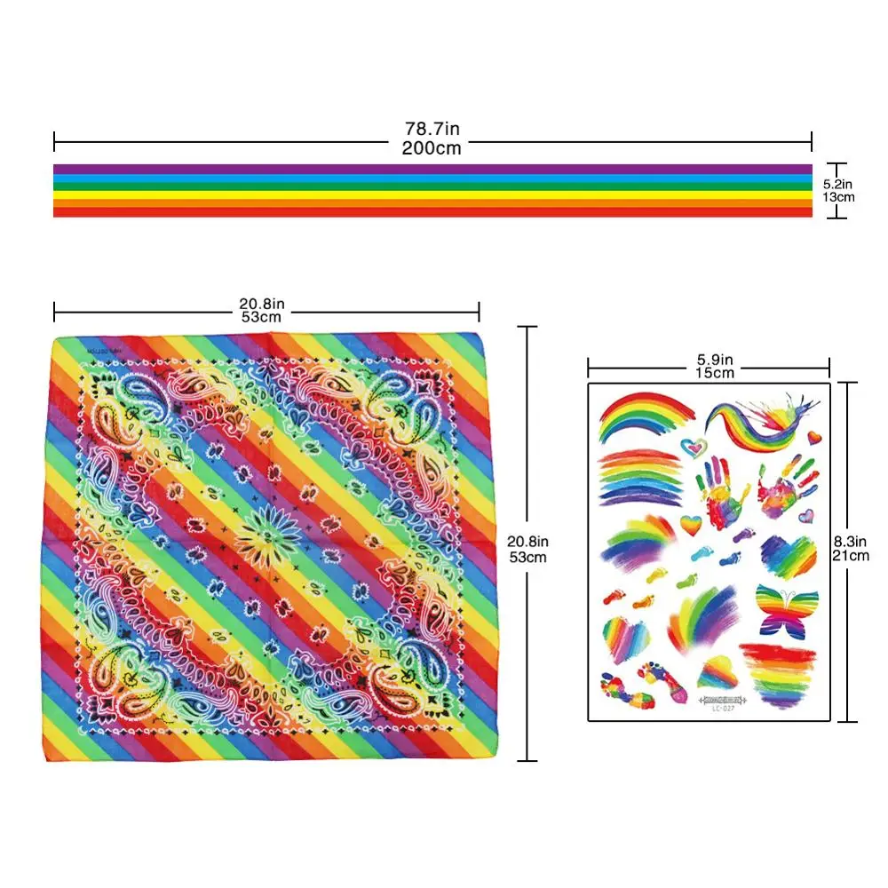Для гей-прайда и лесбиянок набор в цветах радуги Warp шарф вуаль ленты наклейки
