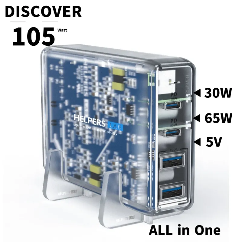 

Дорожное зарядное устройство с двумя портами USB Type-C, 65 Вт, 30 Вт
