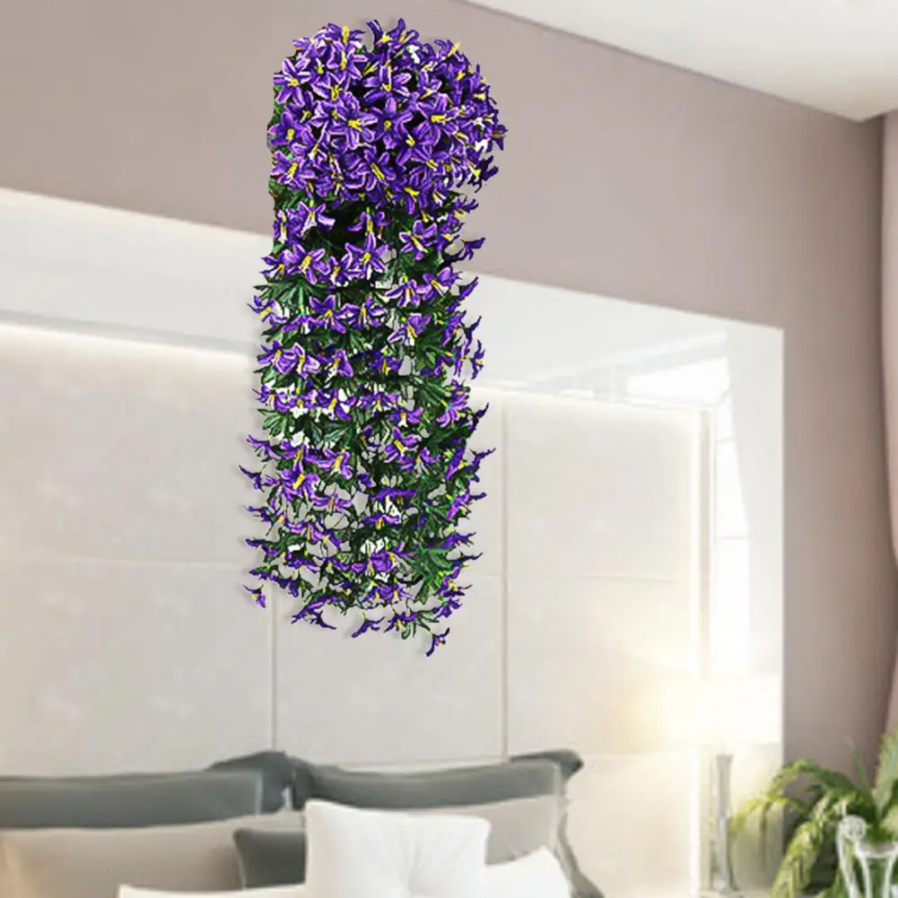 

2Pcs Artificial Small Lily Flower Rattan Wedding Home Wall Hanging Decoration