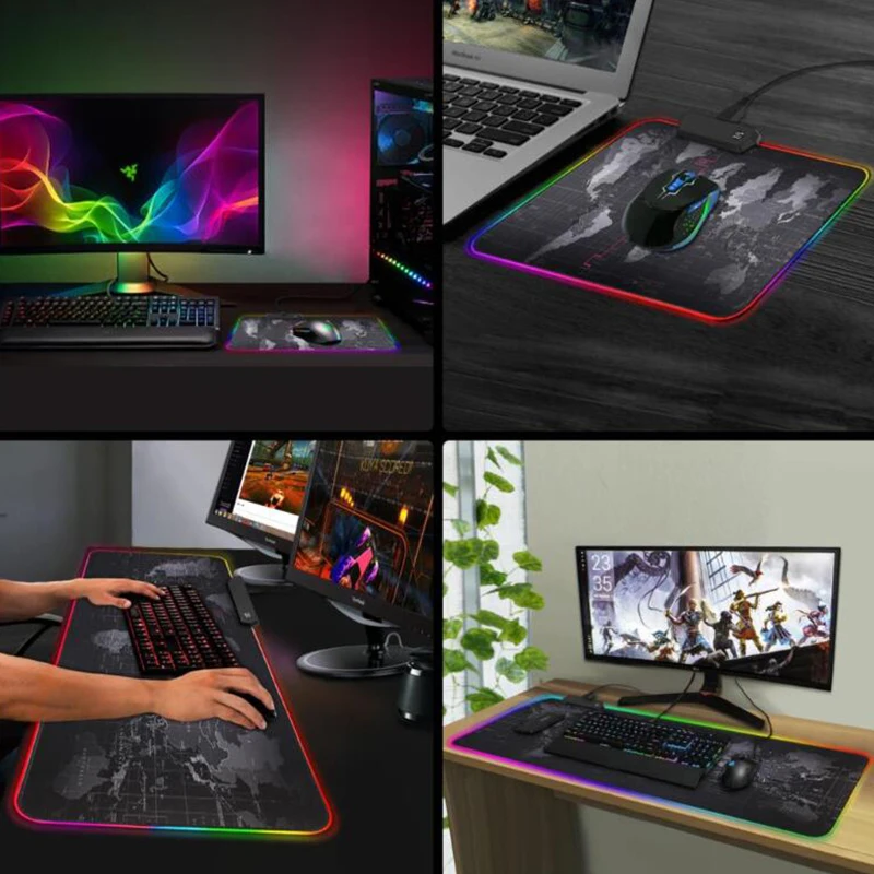 Новый RGB игровой коврик для мыши с картой мира скоростная блокировка