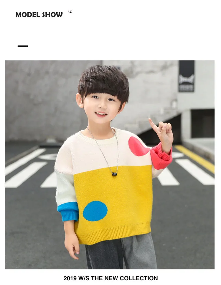Свитер для мальчиков-подростков г. Осенне-зимний детский теплый Повседневный свитер в горошек для мальчиков, Повседневный свитер с длинными рукавами детская одежда 4, 5, 6, 8, 10, 12 лет