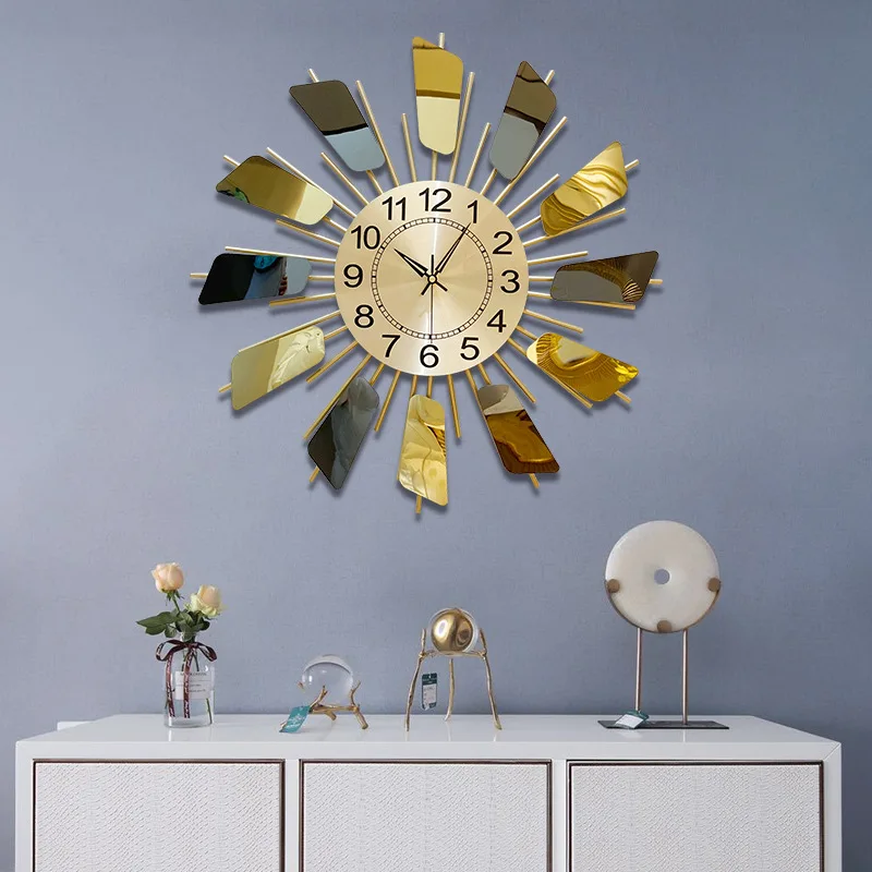 

Modern Royal Style Luxury Metal Silent Wall Clock European Clocks Nordic Room Decoration Gold Horloge Murale Room Decor BK50BG