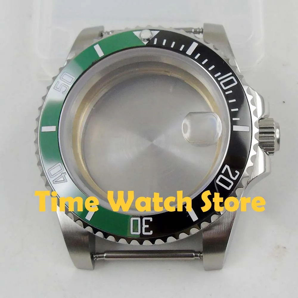 40 мм водонепроницаемые часы с сапфировым стеклом чехол зеленый черный