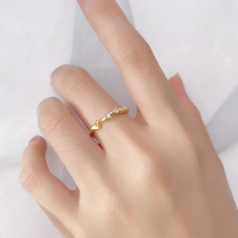 

Женские открытые кольца MloveAcc в форме сердца из стерлингового серебра 925 пробы, циркониевые Модные Простые очаровательные женские кольца, юв...