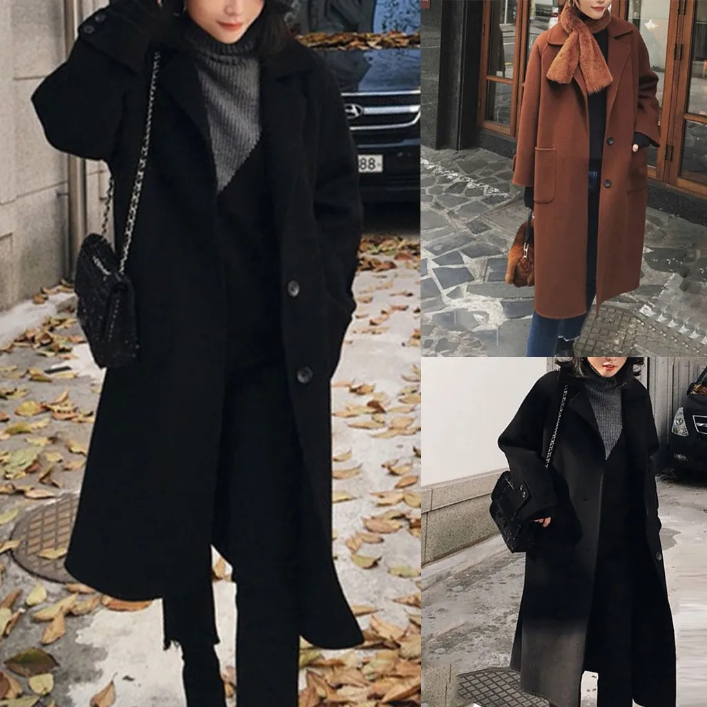 Женский кардиган с карманами SAGACE свободный однотонный длинный шерстяной