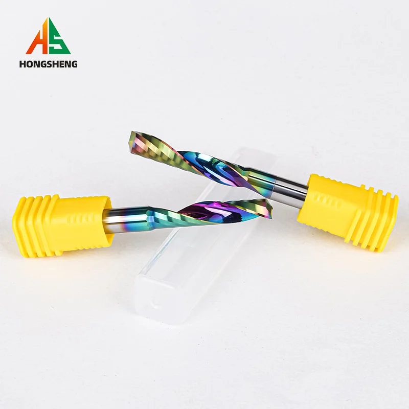 Твердосплавная Концевая фреза с цветным покрытием спиральная одной канавкой для