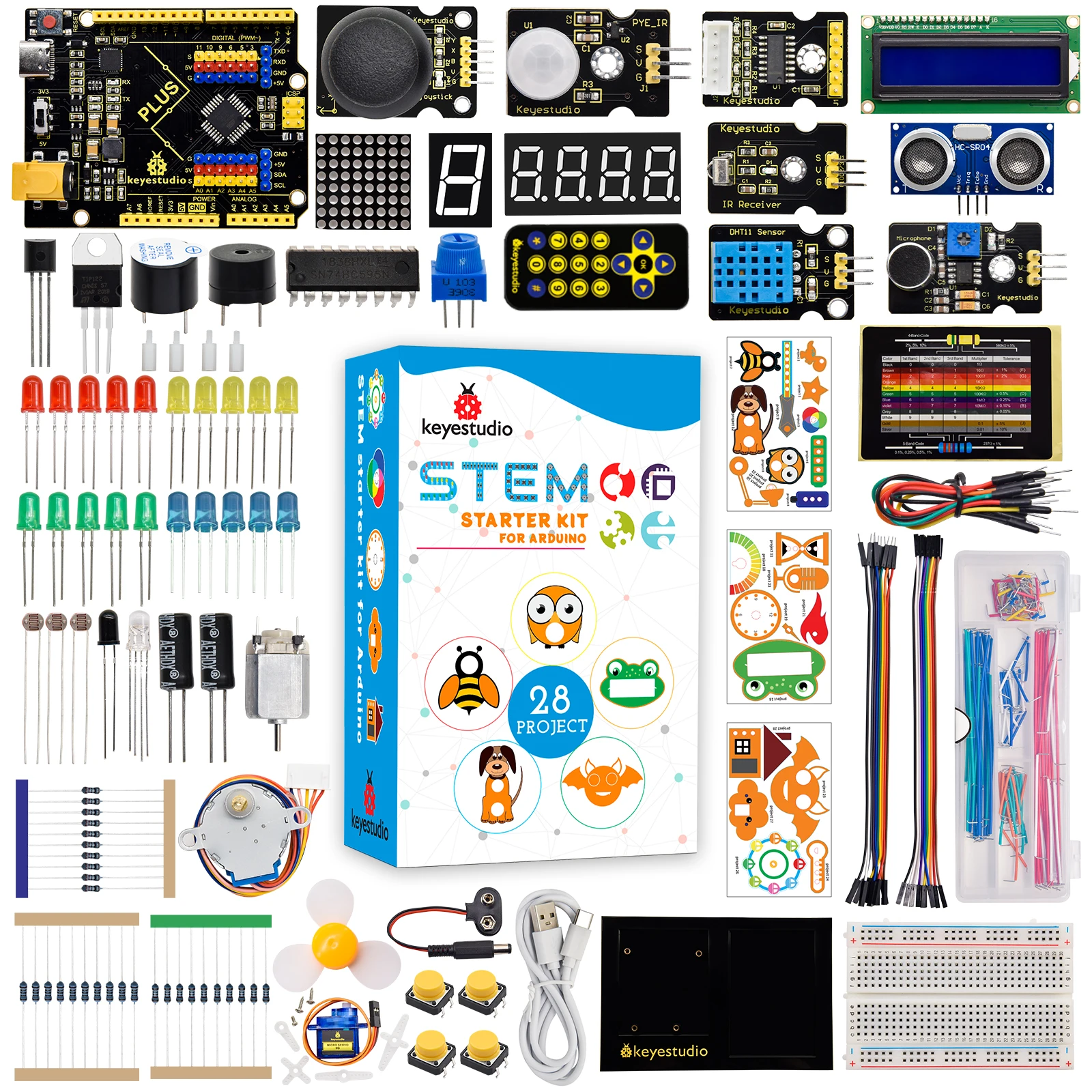 Стартовый набор Keyestudio STEM Plus для Arduino полный электронных проектов сделай сам