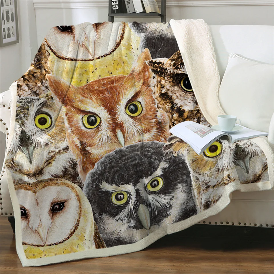 BeddingOutlet пушистое одеяло с совами, красочное пушистое одеяло с птицами, шерпа, акварельные постельные принадлежности, Галактическое одеяло s для кроватей 150x200 см