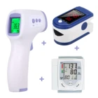 Инфракрасный термометр, цифровые бесконтактные инструменты + монитор артериального давления, тонометр с ЖК-дисплеем + зажим для пальца, пульсометр