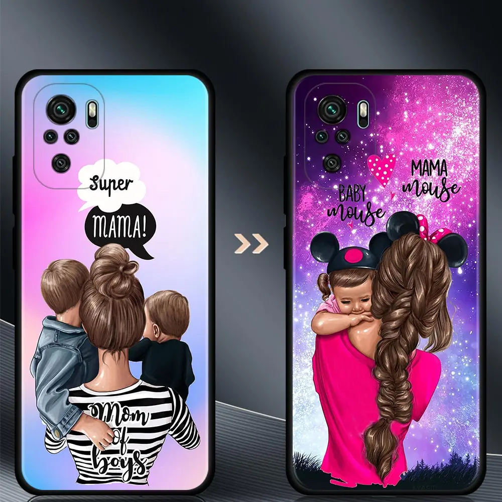 Super Mom Baby Girl Boy Soft Funda for Redmi K40 Plus 9A 9C 9T Coque Phone case For Redmi Note 10 Pro Max 9 9s 9t 8t 7 Cover