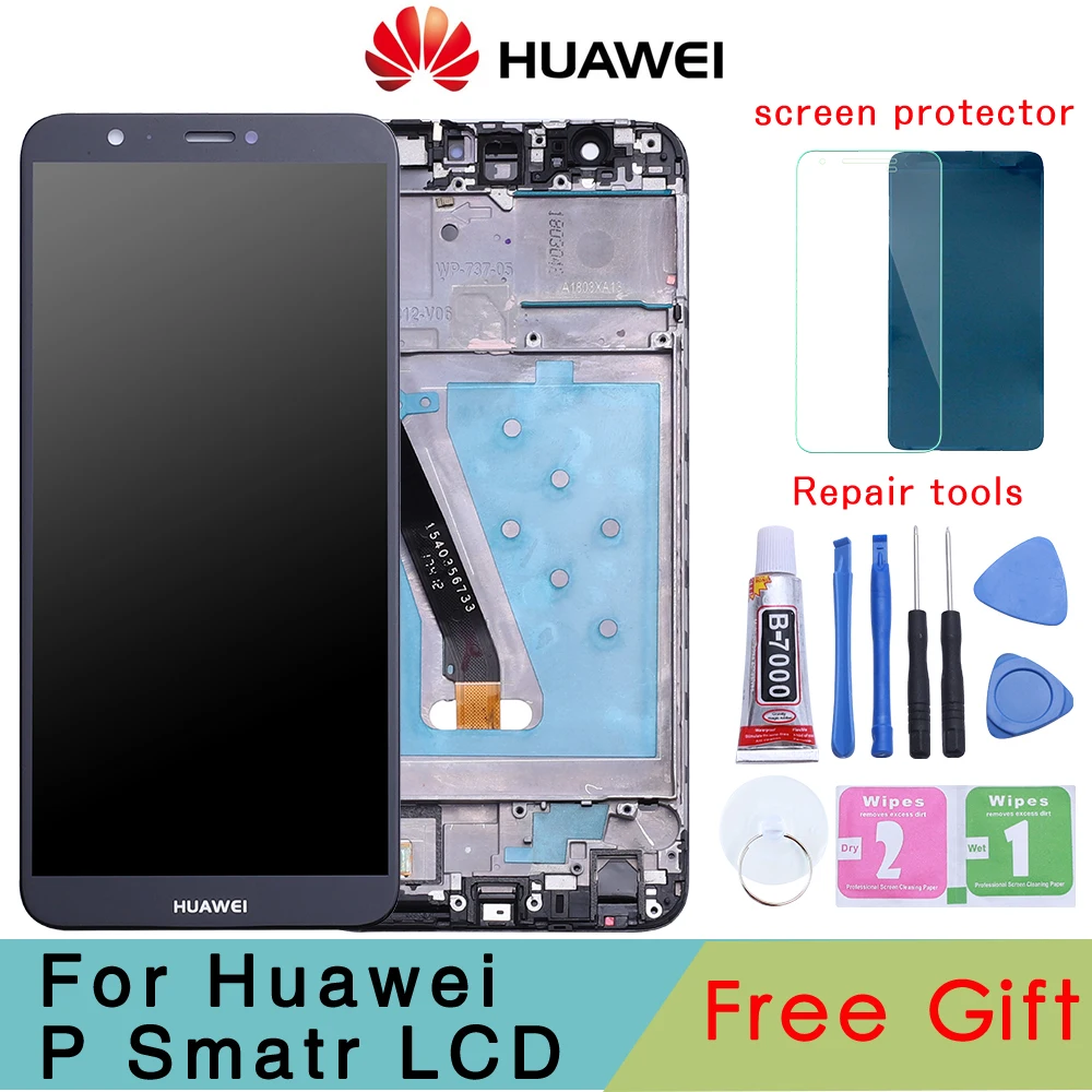 5,6" ЖК-дисплей для HUAWEI P, умный дисплей, сенсорный экран с рамкой, Замена для HUAWEI P Smart/Enjoy 7S FIG LX1 L21 L22