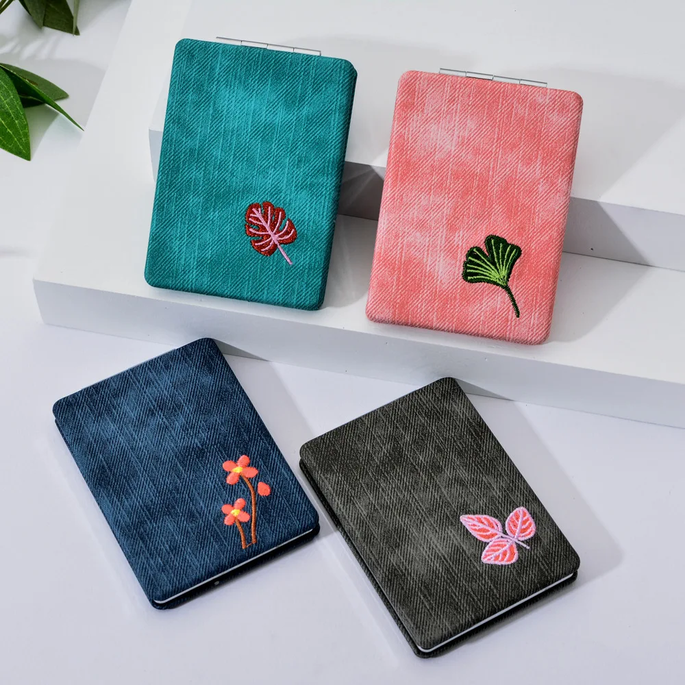 Креативные двухсторонние зеркала для макияжа с вышивкой девочек складные