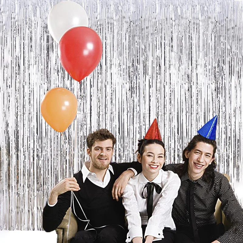 Фон для девичвечерние с кисточками занавеска зеркальная фольгированная