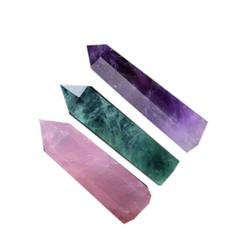 

3pcs Crystal Column Healing Wand Home Decoration Crystal Point Mineral Ornament Healing Wand Diy Gift Craft