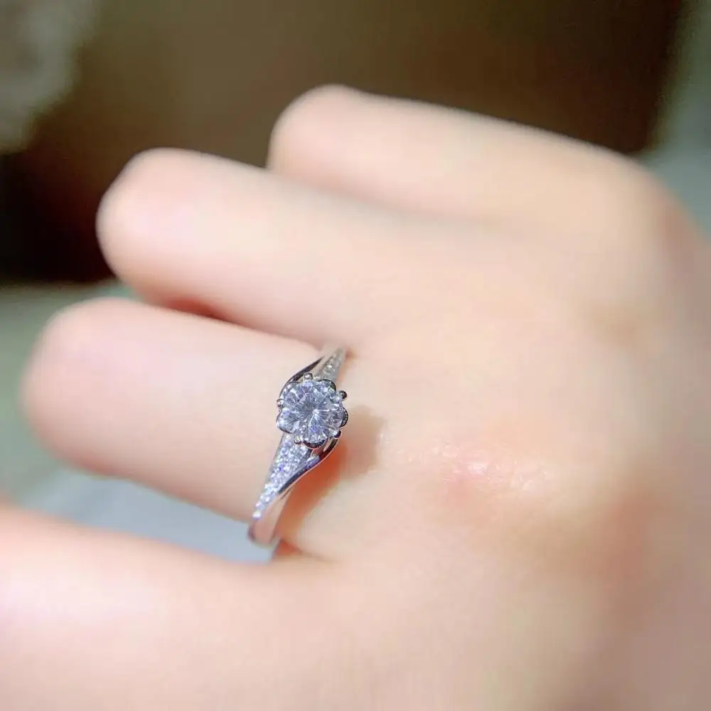 Kkmall магазин круглое серебряное кольцо с муассанитом 0.50ct D VVS роскошное кольцо с муассанитом Weding для женщин