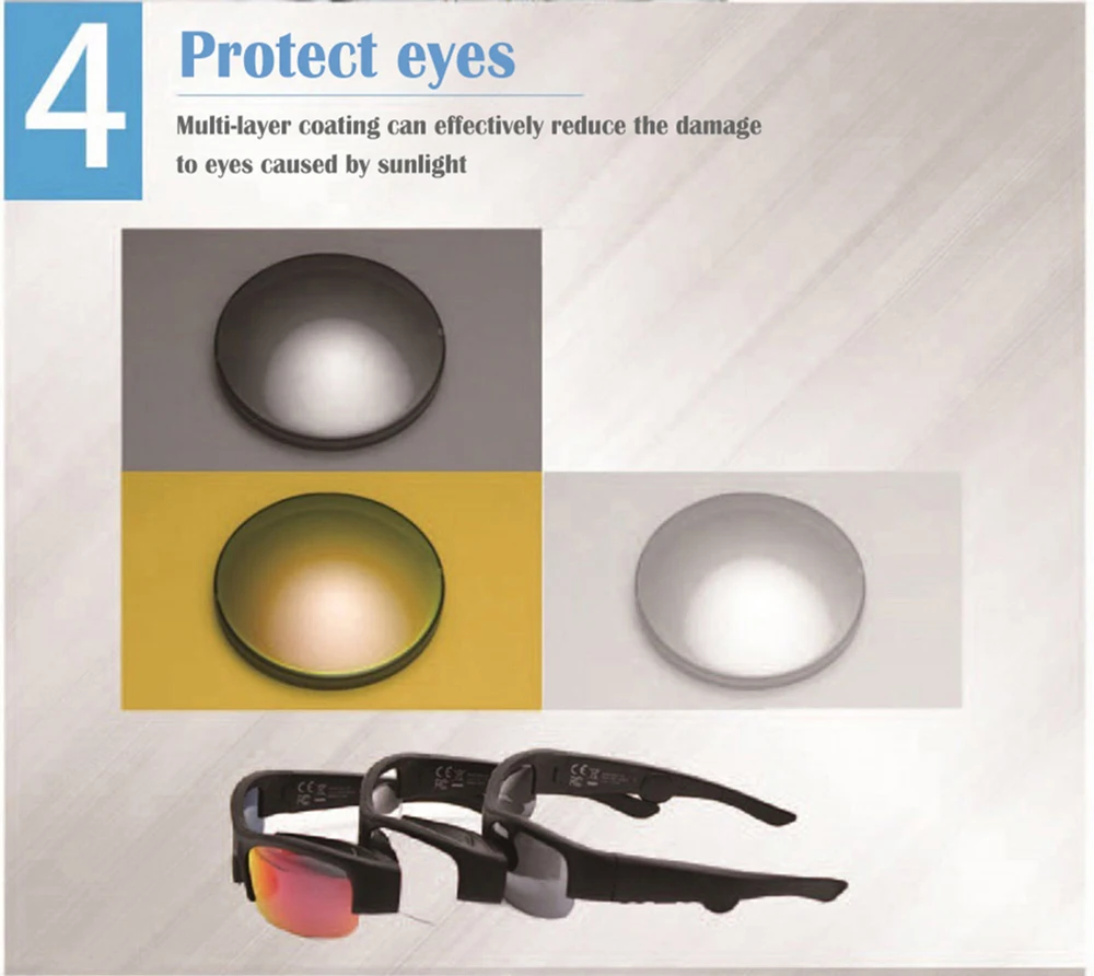 구매 비전 5B 스마트 안경 헤드셋 선글라스 음악 마이크, 블루투스 안경 오픈 타입 헤드셋 3 가지 색상 렌즈