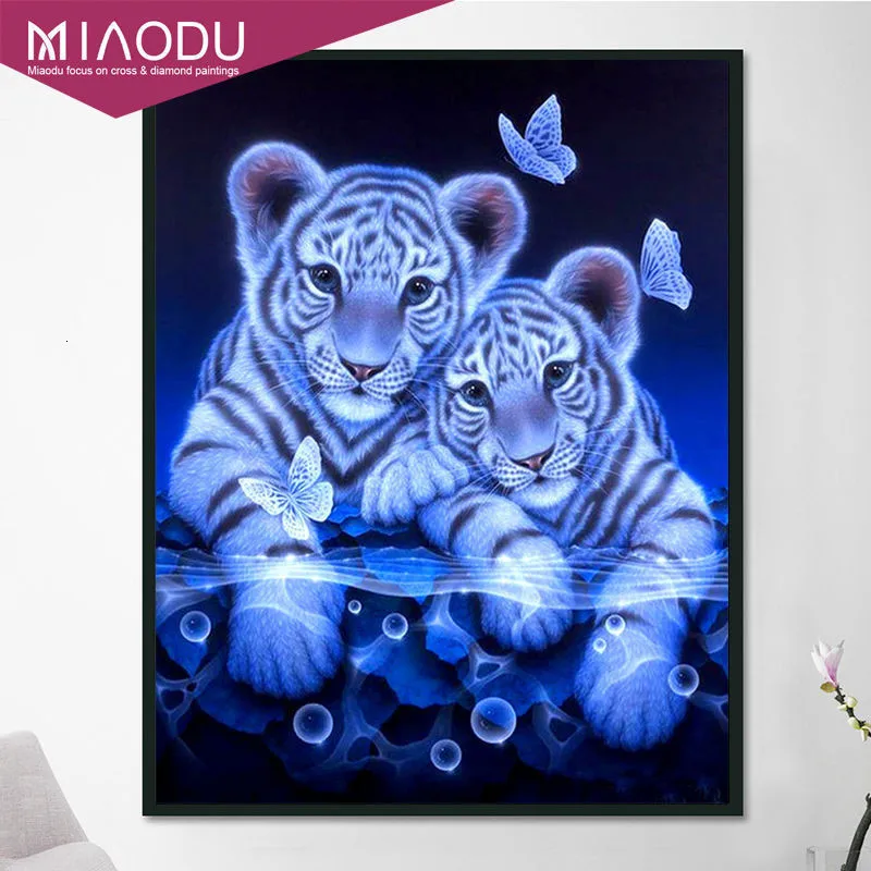 Miaodu полный квадратный алмаз 5D DIY Алмазная картина тигр Милая бабочка вышивка крестиком Стразы мозаика картина