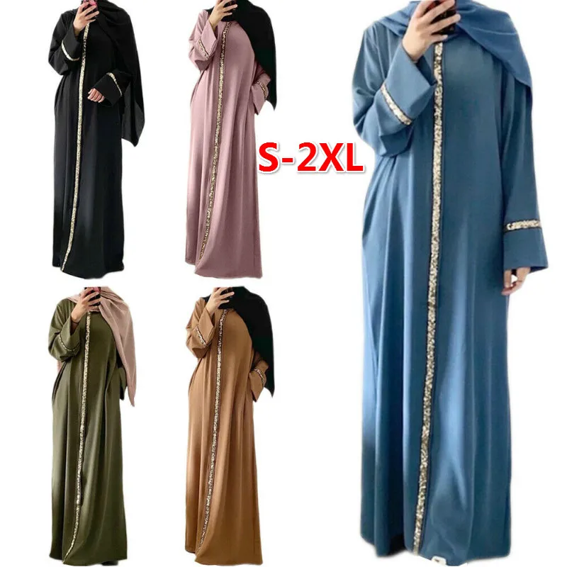 Мусульманская абайя, женское Молитвенное платье с блестками цзилбаб, Рамадан, арабский Дубайский длинный халат, кимоно, кафтан, марокканвеч...