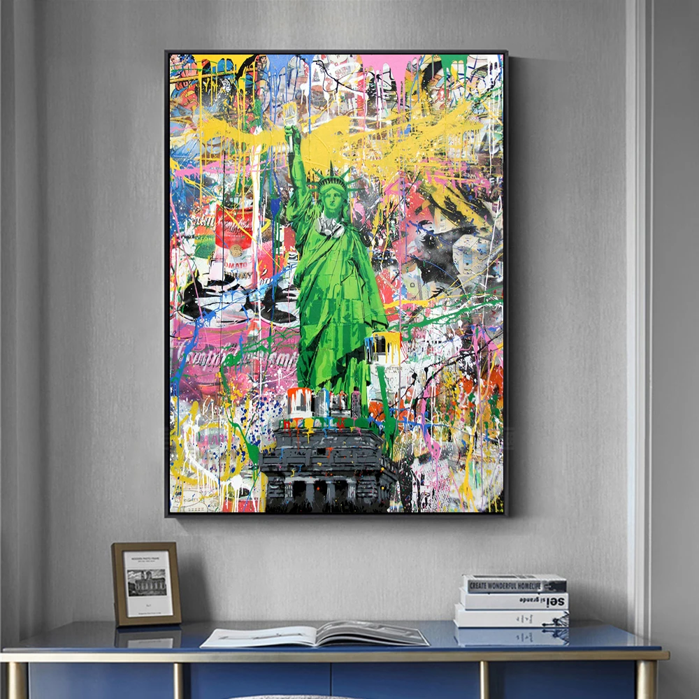 

Statue of Liberty Street Art Canvas Posters And Prints Abstract Graffiti Art Canvas Paintings On the Wall Art Picture Home Decor