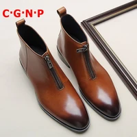 c%c2%b7g%c2%b7n%c2%b7p italy style imported genuine leather men dress shoes high quality round toe autumn winter mens boots motorcycle boots