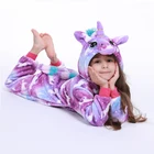 Детская Пижама-Кигуруми для мальчиков и девочек, пижама в виде единорога, фланелевые детские пижамы-кигуруми в виде единорога, детские зимние комбинезоны в виде животных