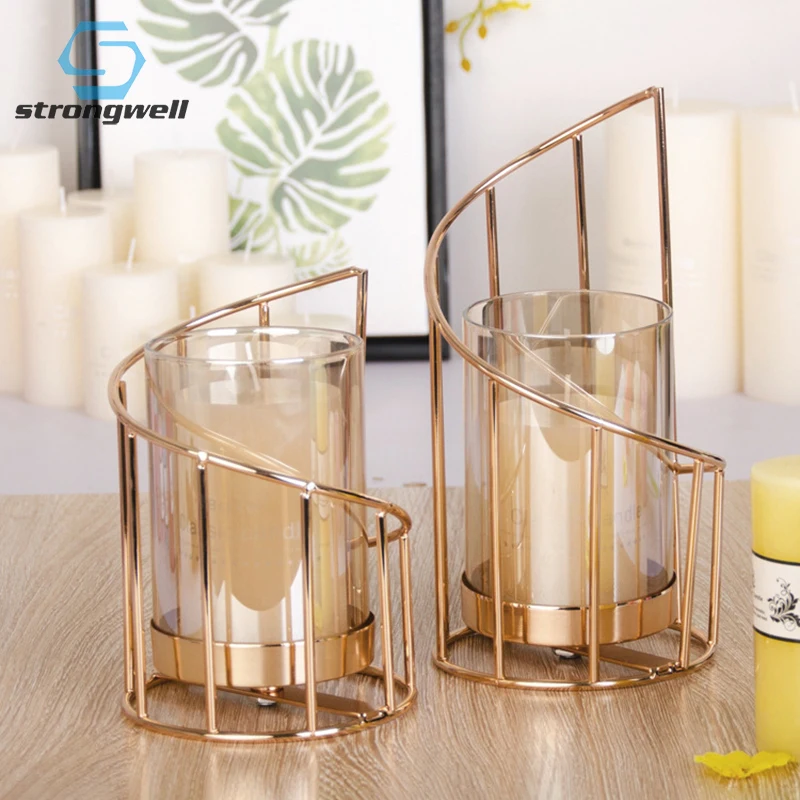 Strongwell Европейский Золотой спиральный геометрический подсвечник Романтический