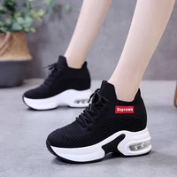 womens trendy 2021 autumn mesh casual internet celebrity all match platform height increasing insole sports breathable letters