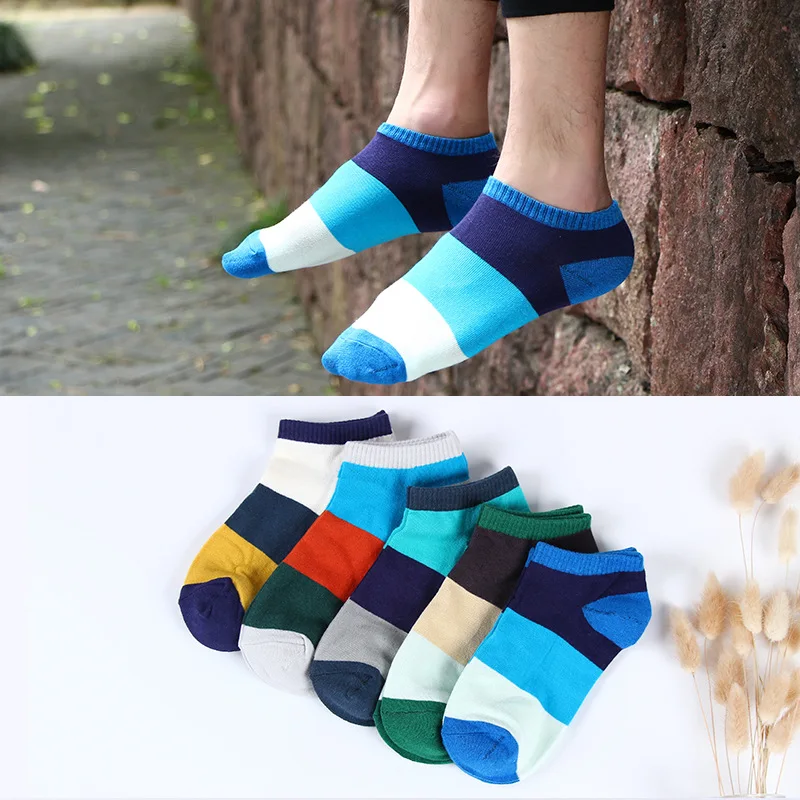 Сезон: весна лето в полоску мужские хлопковые носки с закрытым носком счастливые