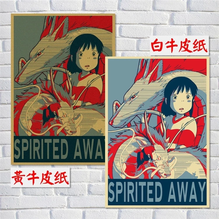 

Cartoon Anime Hayao Miyazaki Spirited Away Vintage retro poster Painting Home Room Decor Kraft paper Wall stickers