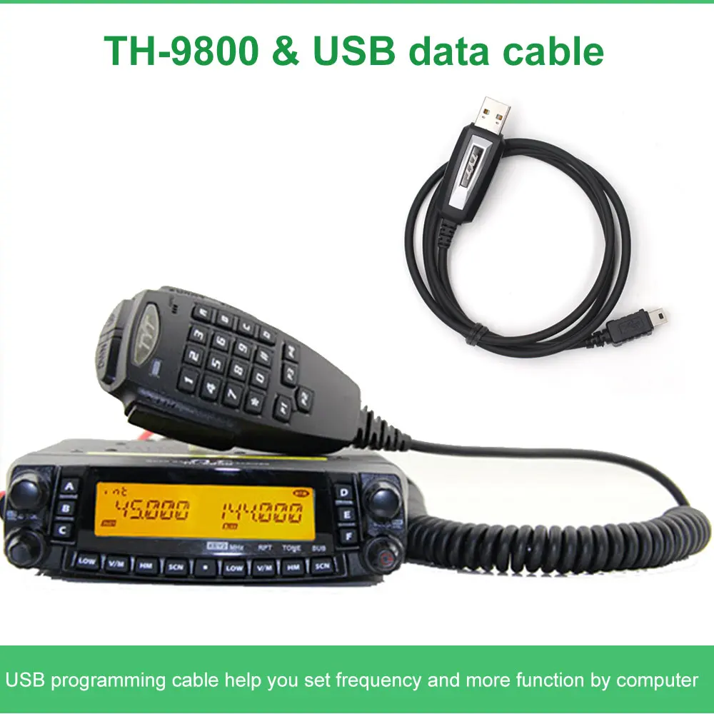 TH-9800and cable 1901A TYT TH9800 TH-9800 Мобильный приемопередатчик Автомобильная радиостанция 50 Вт ретранслятор скремблер Quad Band V/UHF автомобиль грузовик радио - Цвет: TH-9800and cable