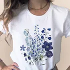 Женская футболка с коротким рукавом, летняя футболка с цветочным принтом, в стиле Харадзюку 90-х