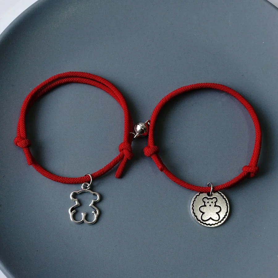 

2021 New Milan Rope Bear Couple Bracelet Gift Magnetic Hand Rope Wholesale Charm Bracelets Unisex Classic Cotton #MZ221