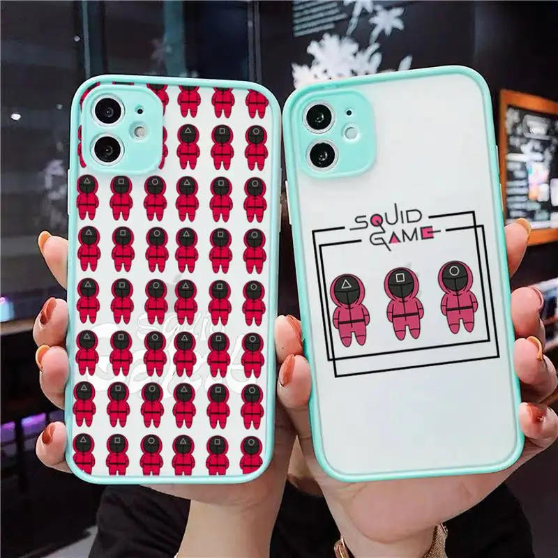

Squid Game 456 Round Six Phone Case For iPhone 12 11 Mini Pro XR XS Max 7 8 Plus X Matte transparent blue Back Cover