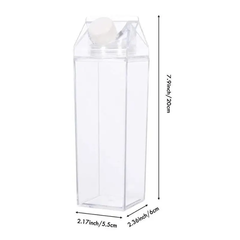 

500ml Plastic Clear Milk Carton Water Bottle New Reusable Juice Transparent Sport Leakproof Cup2020 Box Milk Drinking Water S8H9