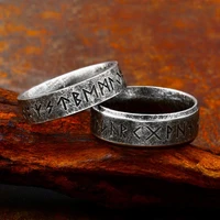 nordic odin viking rune ring men women simple retro 316l stainless steel viking letter ring biker amulet fashion jewelry gift