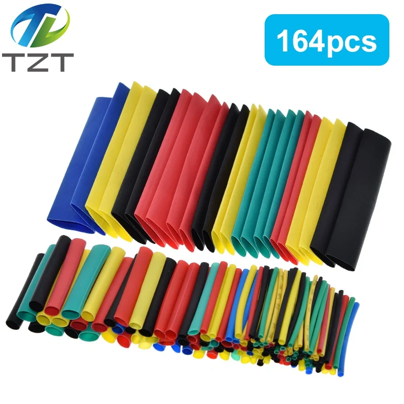 Набор полиолефиновых термоусадочных трубок в ассортименте 164 шт. изолированные