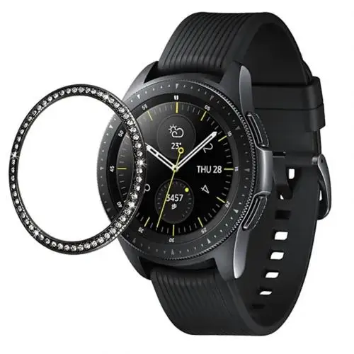 Черный Замена 42 мм/46 мм страз инкрустированный ободок кольцо для samsung Galaxy Watch - Цвет: Черный