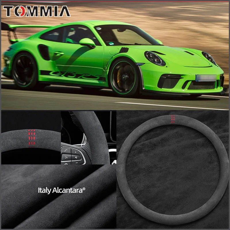 

Car Accessories Non-slip Black Alcantara Suede Car Steering Wheel Cover For Porsche 911