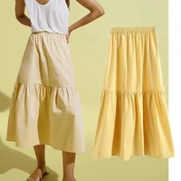 maxdutti faldas mujer moda indie folk vintage casual cotton high waist cascading long skirt solid women skirts womens