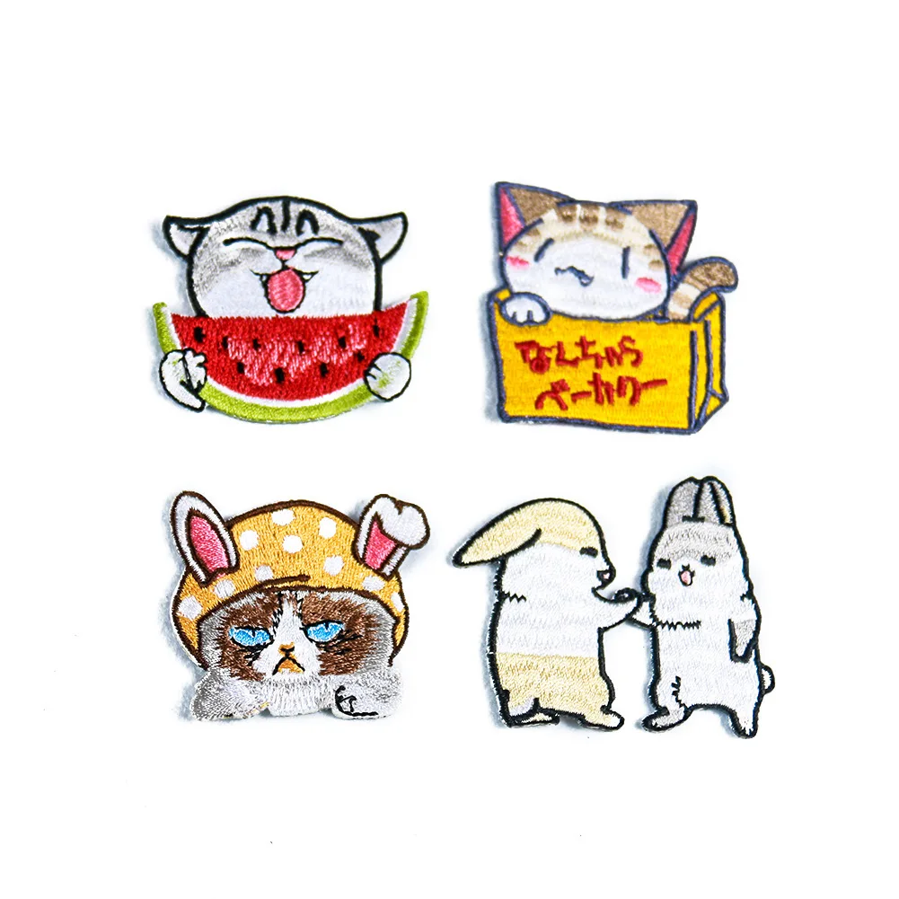 1 шт. Милая мультяшная нашивка Съешь арбуз кошка Детские нашивки для одежды