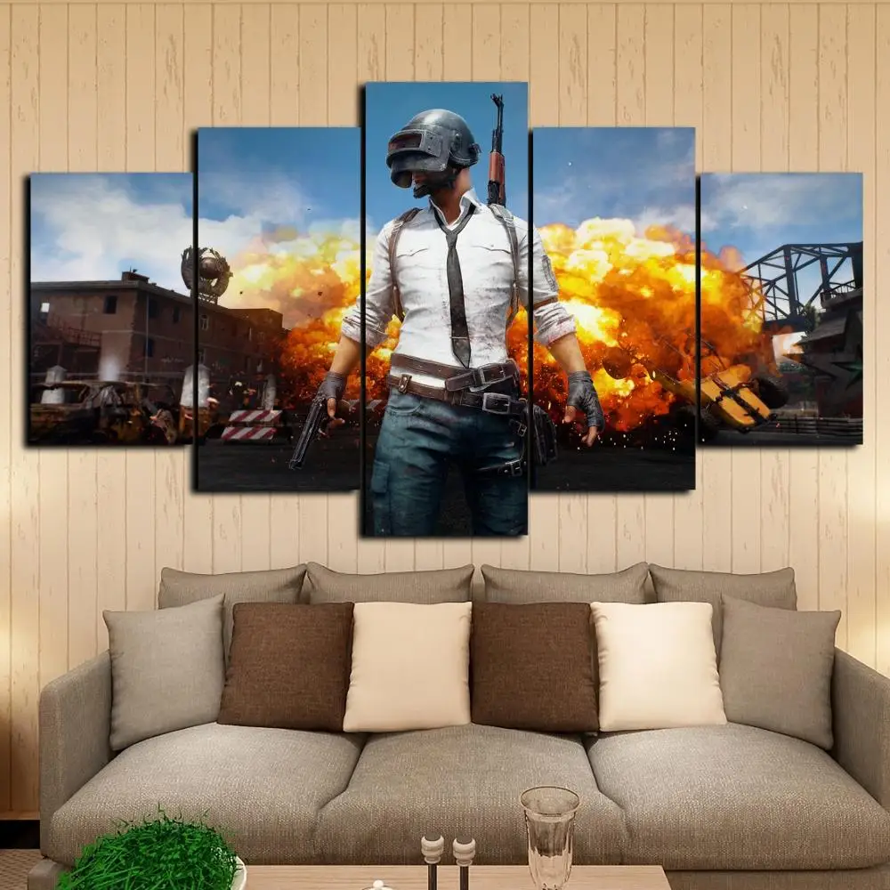 Модульные Hd принты картины 5 шт. Pubg Battlegrounds игра домашний Декор живопись холст