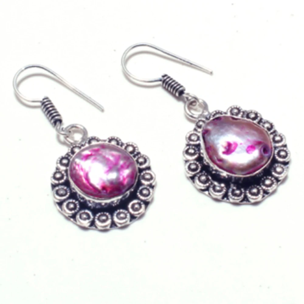 

Genuine Biwa Pearl Silver Overlay on Copper Earrings , Hand made Women Jewelry Gift, E5295