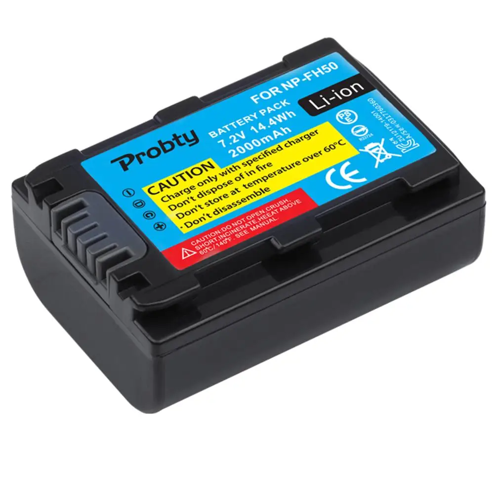 Probty 3Pcs NP-FH50 NP FH50 NPFH50 Rechargeable Battery For Sony A230 A290 A390 DSC-HX1 HX100 HX200 HDR-TG1E TG3 TG5 TG7 Camera |