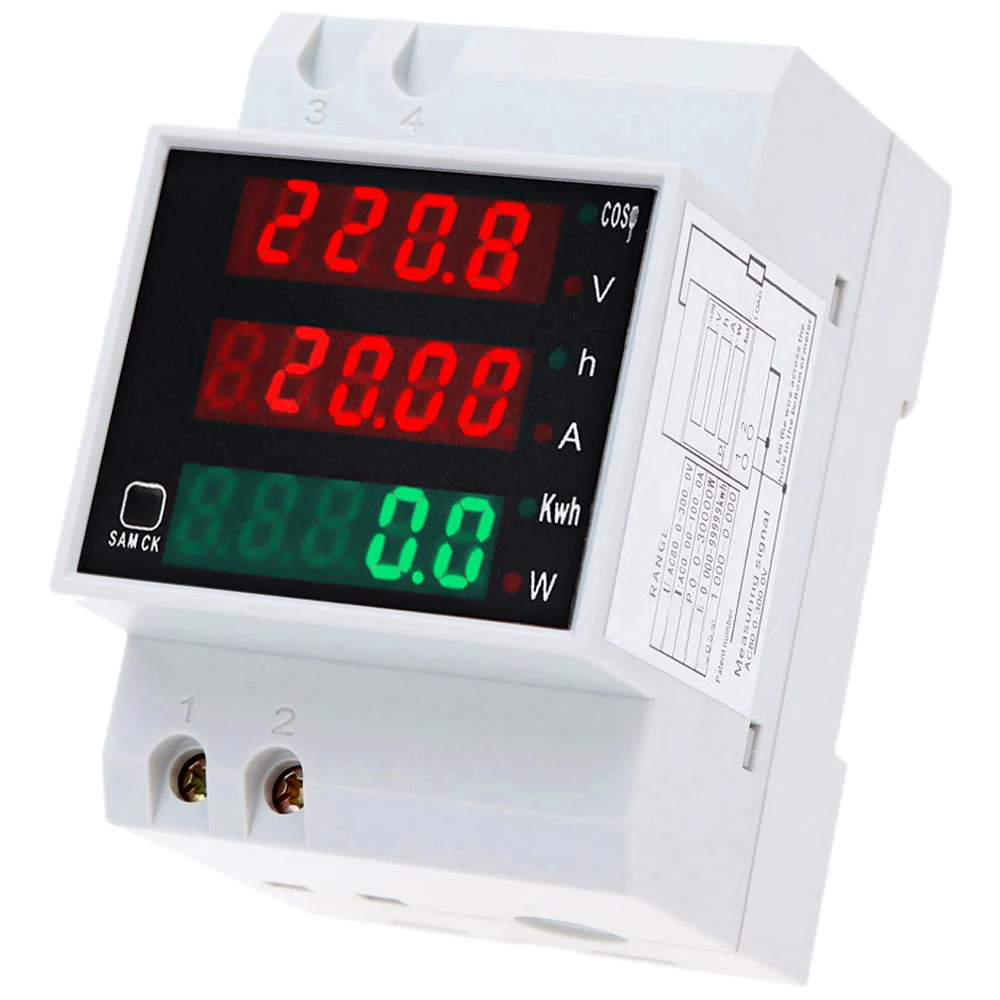 D52-2047 AC 80-300V 0-100A din-рейка светодиодный Вольтметр Амперметр активный коэффициент мощности счетчик энергии Напряжение Вольт ток многофункциональный