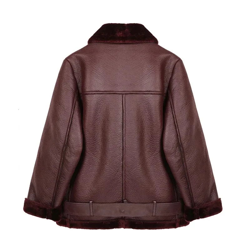 2021 Winter Coats Women Thick Faux Leather Fur Sheepskin Coat Female Jacket Aviator Outwear | Женская одежда