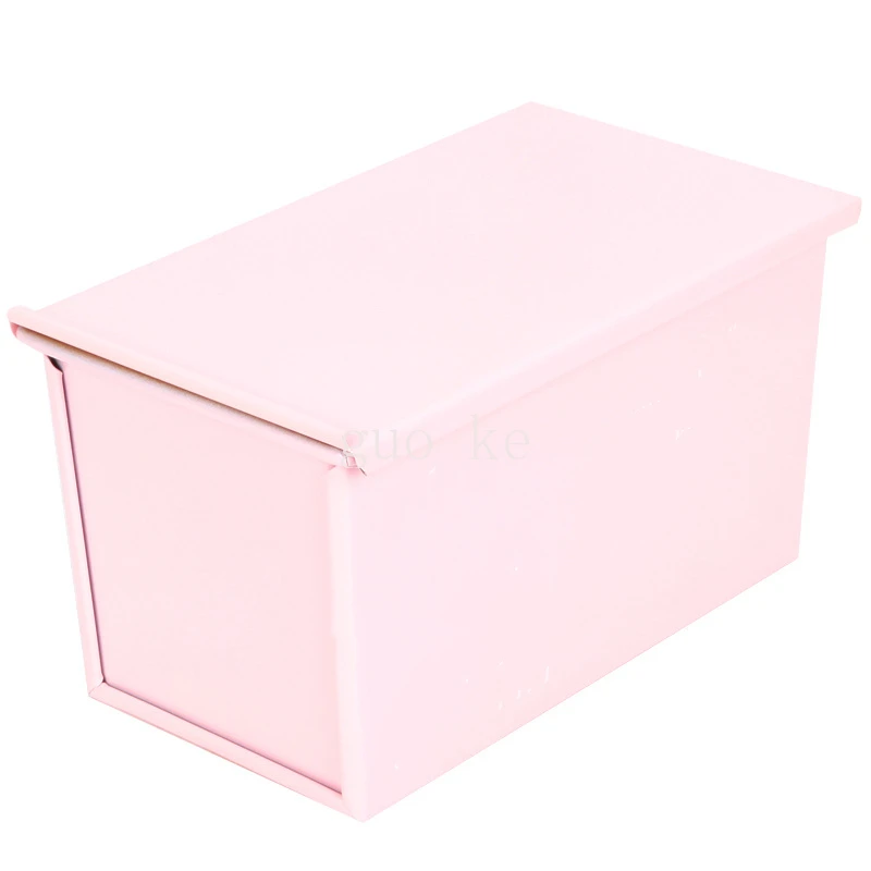 Розовая антипригарная скользящая коробка с крышкой для тостов прямоугольная